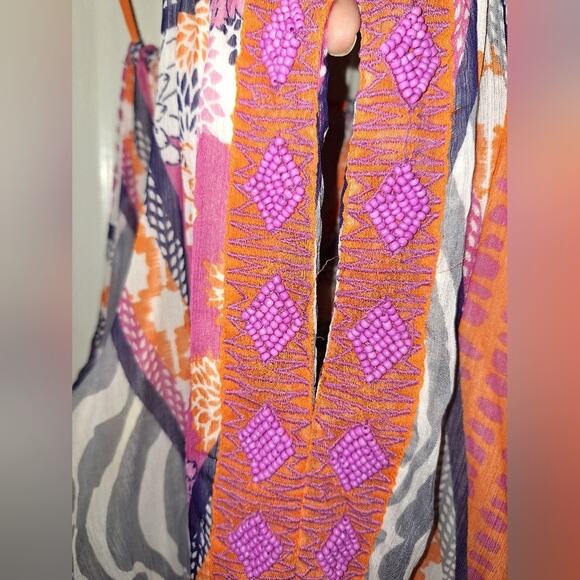H&M Women's Size 12 Maxi Dress Beaded Festival Boho‎ Colorful Feminine Flowy - Picture 4 of 7